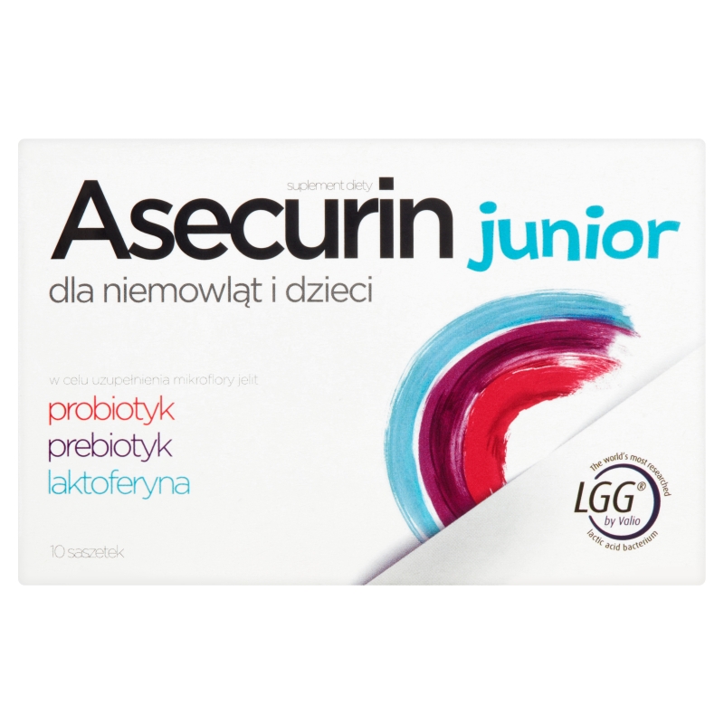 Asecurin Junior , proszek w saszetkach dla dzieci do stosowania w trakcie i po antybiotykoterapii, 10 szt.
