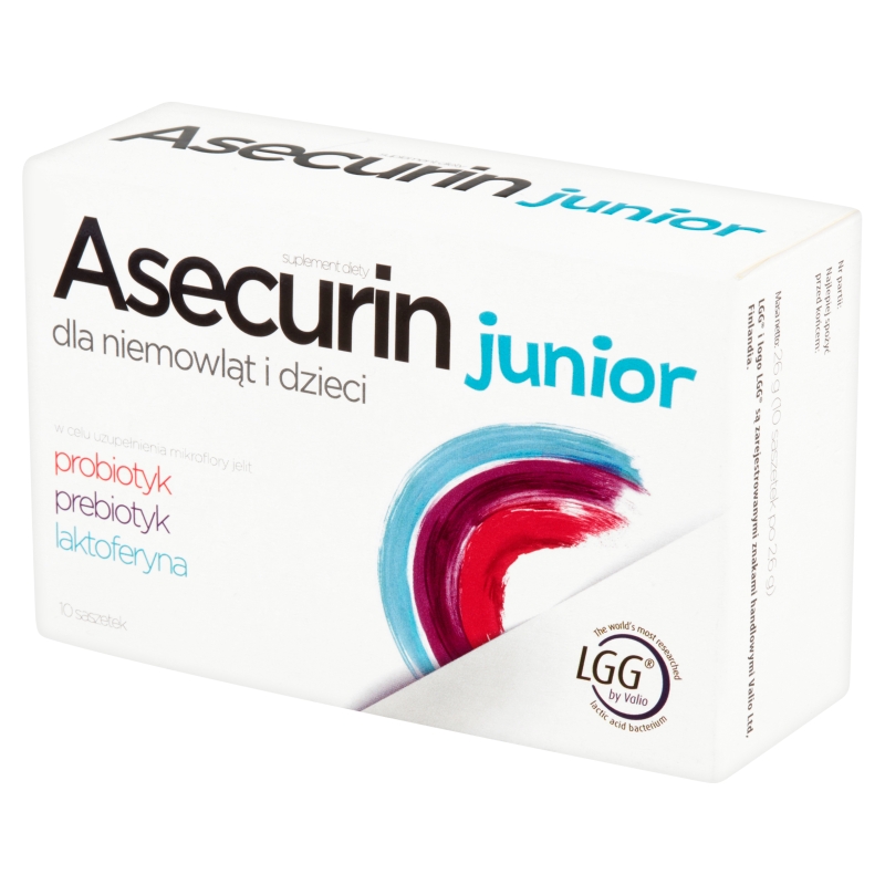 Asecurin Junior , proszek w saszetkach dla dzieci do stosowania w trakcie i po antybiotykoterapii, 10 szt.