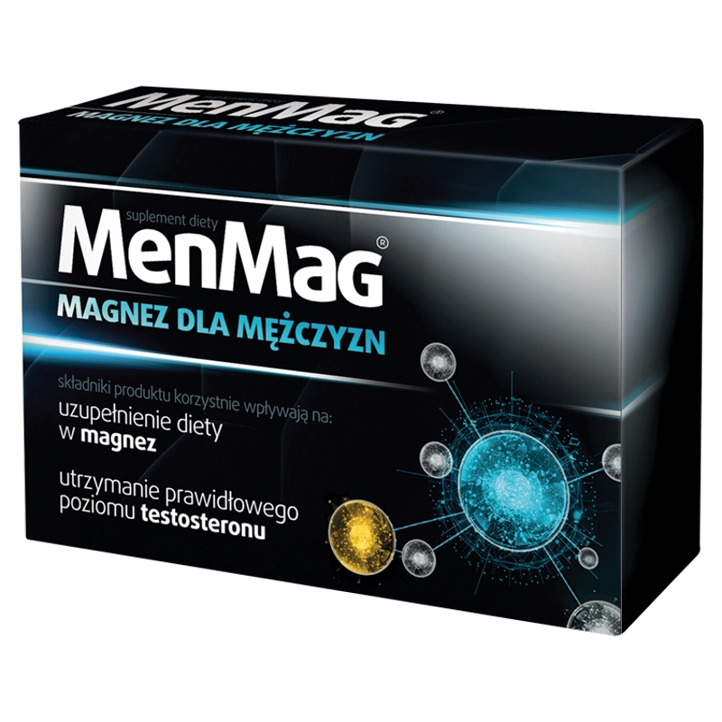 MenMag, tabletki z magnezem pomagającym utrzymać prawidłowy poziom testosteronu, dla mężczyzn, 30 szt.