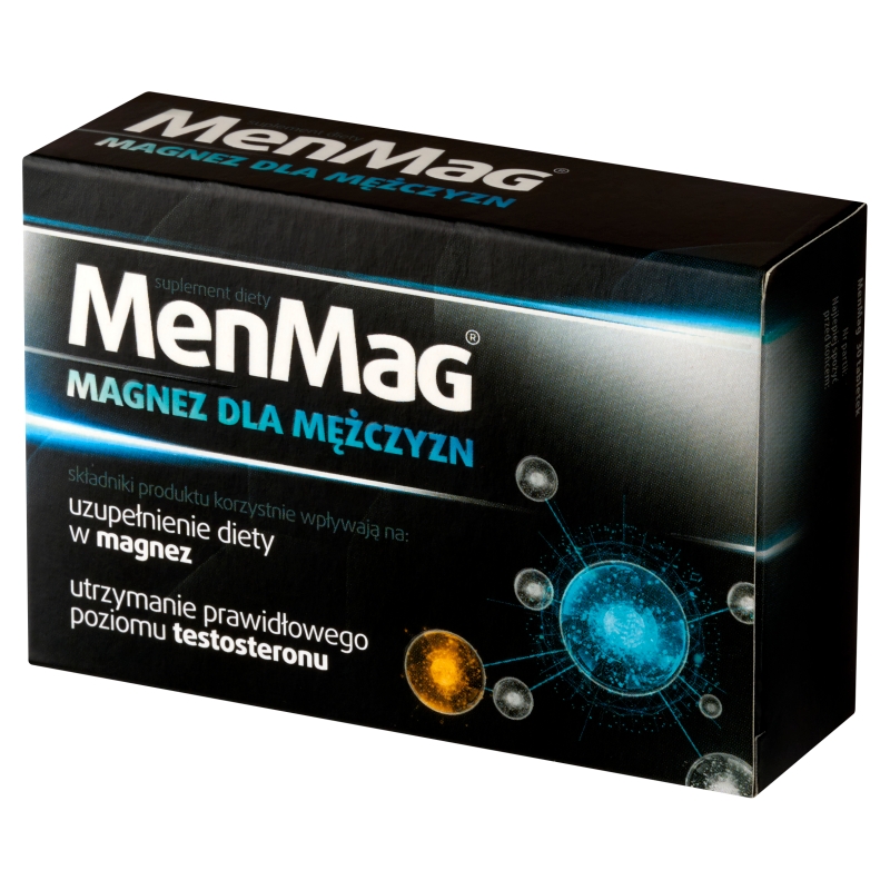 MenMag, tabletki z magnezem pomagającym utrzymać prawidłowy poziom testosteronu, dla mężczyzn, 30 szt.