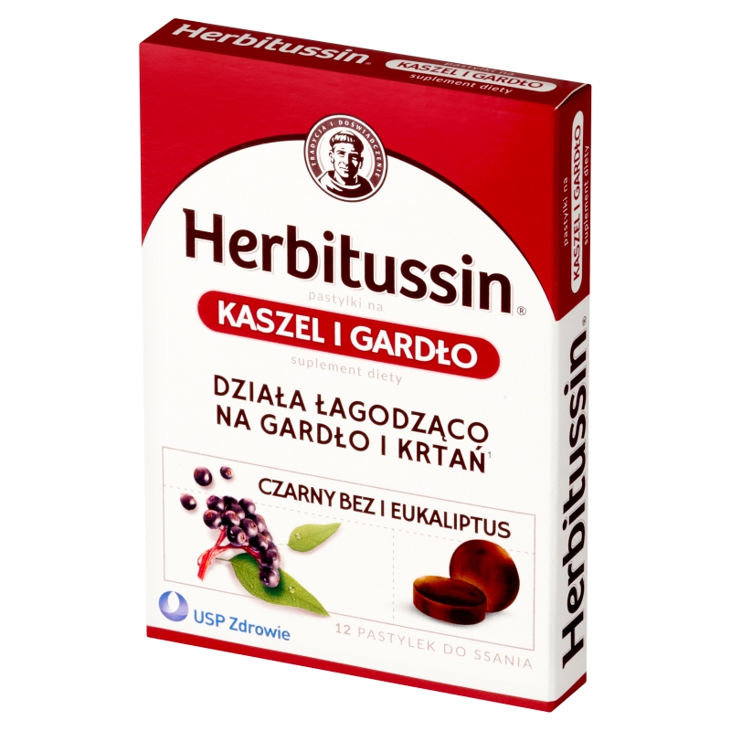 Herbitussin , kaszel i gardło, 12 pastylek