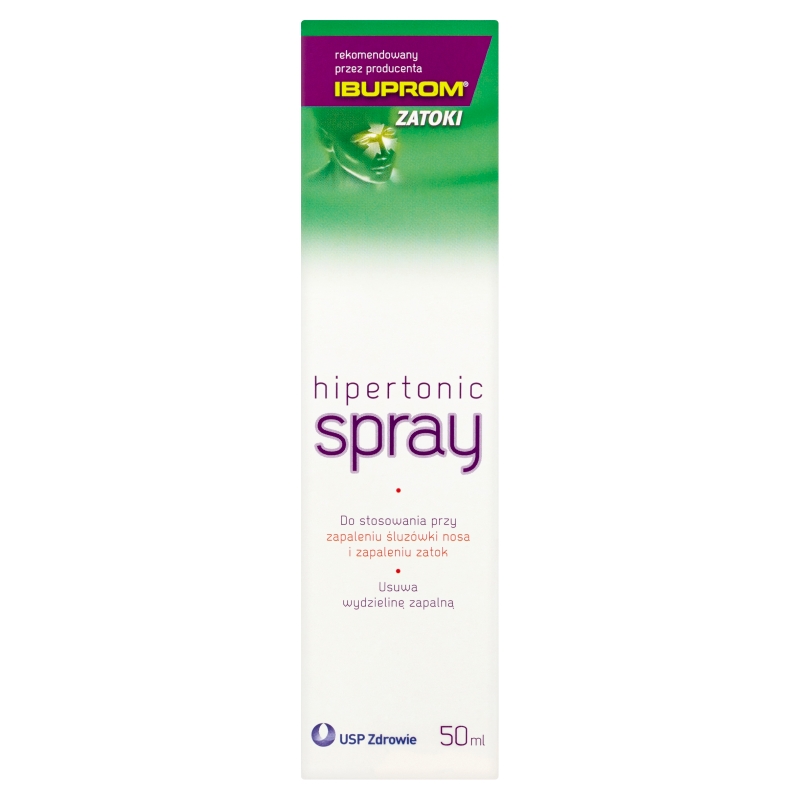 Ibuprom Zatoki Hipertonic, aerozol usuwający wydzielnę przy zapaleniu śluzówki nosa i zatok, 50 ml