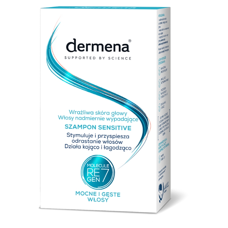 Dermena Szampon Sensitive do wrażliwej skóry głowy i włosów nadmiernie wypadających, 200 ml