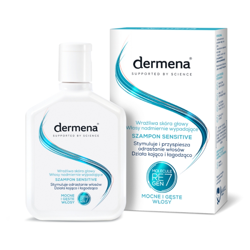 Dermena Szampon Sensitive, do wrażliwej skóry głowy i włosów nadmiernie wypadających, 200 ml