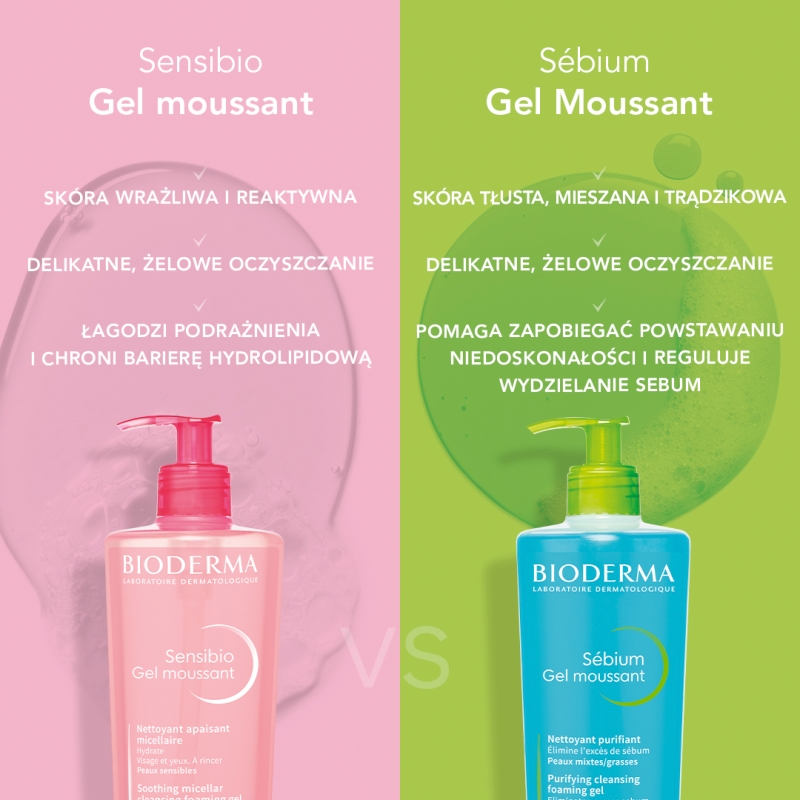 Bioderma Sebium Gel Moussant,  żel oczyszczający, 2 x 500 ml