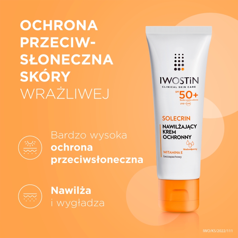 Iwostin Solecrin, krem ochronny SPF 50+ do skóry wrażliwej, normalnej, mieszanej, 50 ml