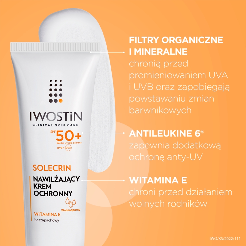 Iwostin Solecrin, krem ochronny SPF 50+ do skóry wrażliwej, normalnej, mieszanej, 50 ml