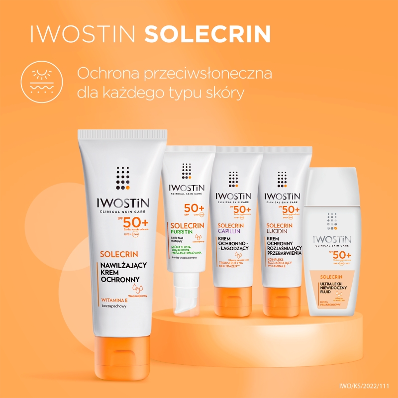 Iwostin Solecrin, krem ochronny SPF 50+ do skóry wrażliwej, normalnej, mieszanej, 50 ml
