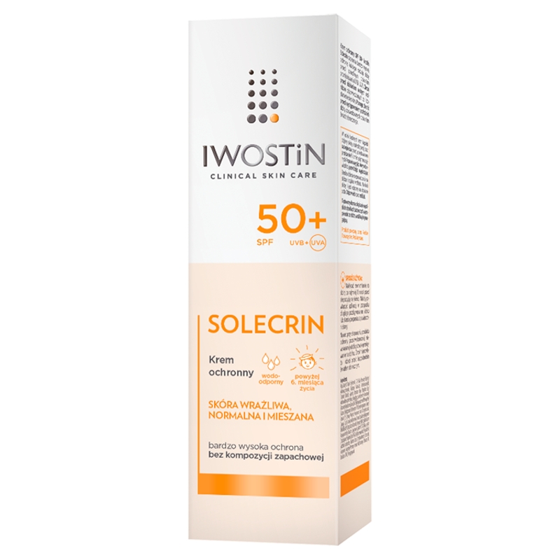 Iwostin Solecrin, krem ochronny SPF 50+ do skóry wrażliwej, normalnej, mieszanej, 50 ml
