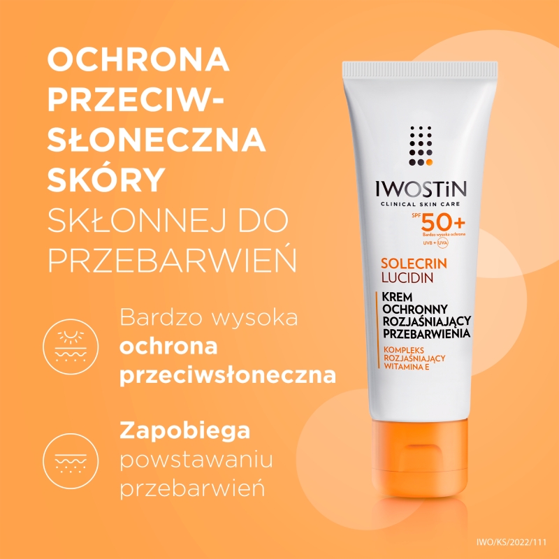 Iwostin Solecrin Lucidin, krem na przebarwienia, SPF 50+, 50 ml KRÓTKA DATA 28.02.2026