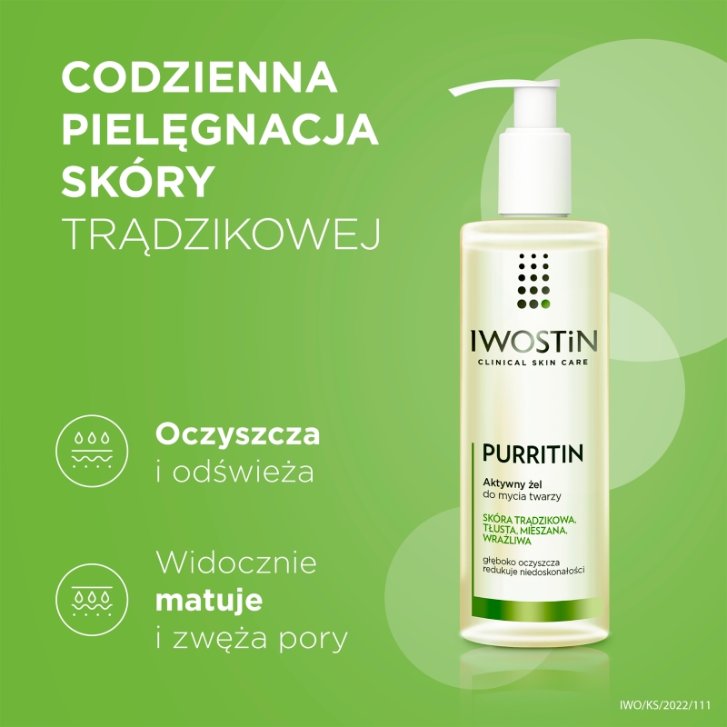 Iwostin Purritin, aktywny żel do mycia twarzy, 150 ml