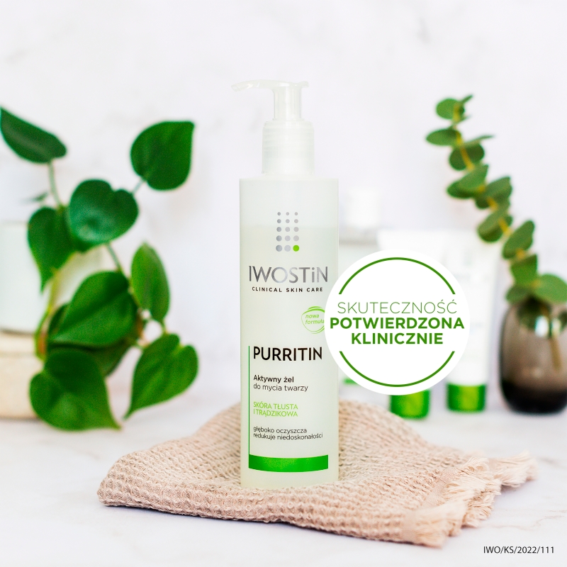 Iwostin Purritin, aktywny żel do mycia twarzy, 150 ml