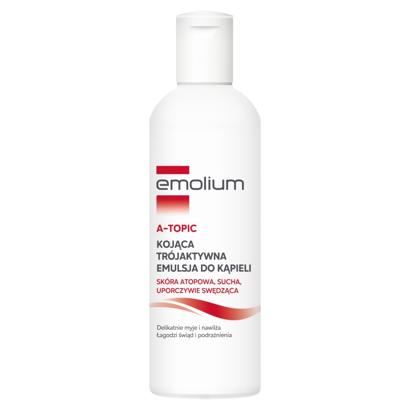 Emolium A-topic, trójaktywna emulsja do kąpieli do skóry suchej i atopowej, 200 ml