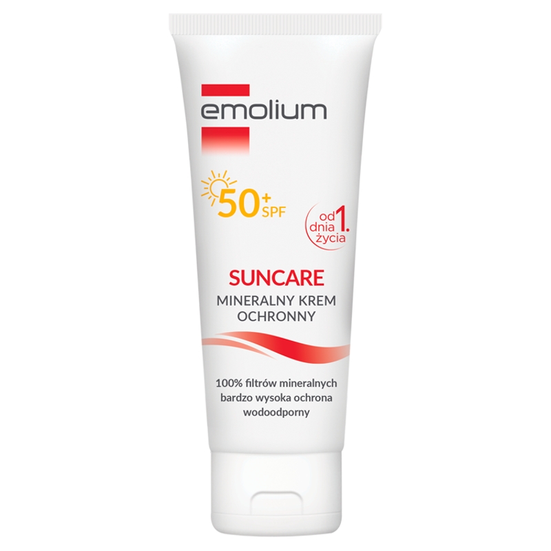 Emolium Suncare, mineralny krem ochronny SPF 50+, wodoodporny, 50 ml KRÓTKA DATA 30.06.2025