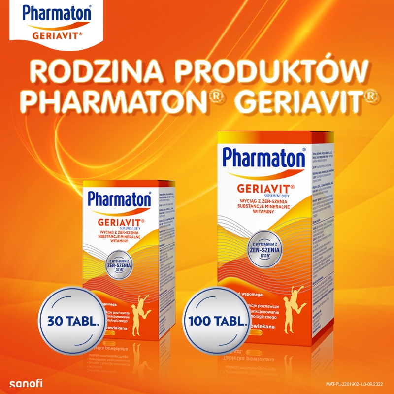 Pharmaton Geriavit, tabletki ze składnikami wspierającymi witalność, 30 szt.