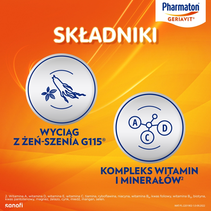 Pharmaton Geriavit, tabletki z wyciągiem z żeń-szenia wspierającymwitalność i pamięć, 100 szt.