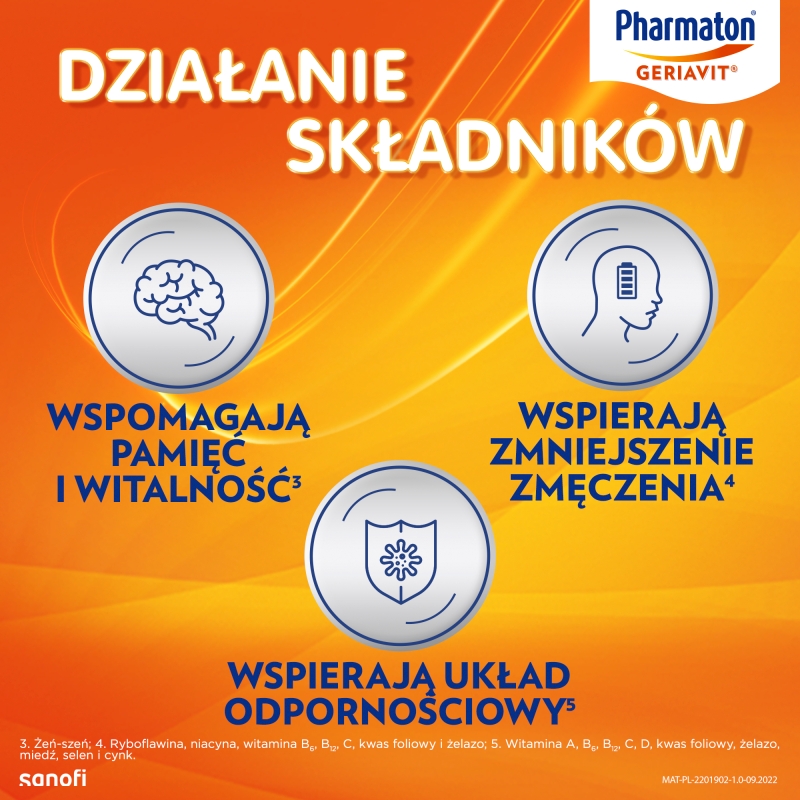 Pharmaton Geriavit, tabletki z wyciągiem z żeń-szenia wspierającymwitalność i pamięć, 100 szt.