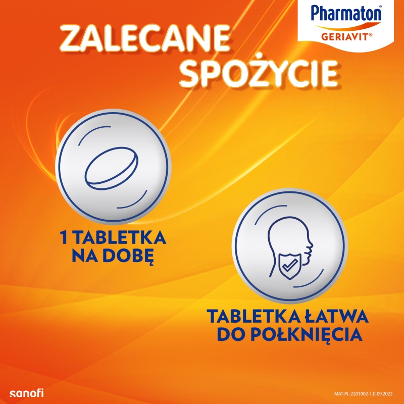 Pharmaton Geriavit, tabletki z wyciągiem z żeń-szenia wspierającymwitalność i pamięć, 100 szt.