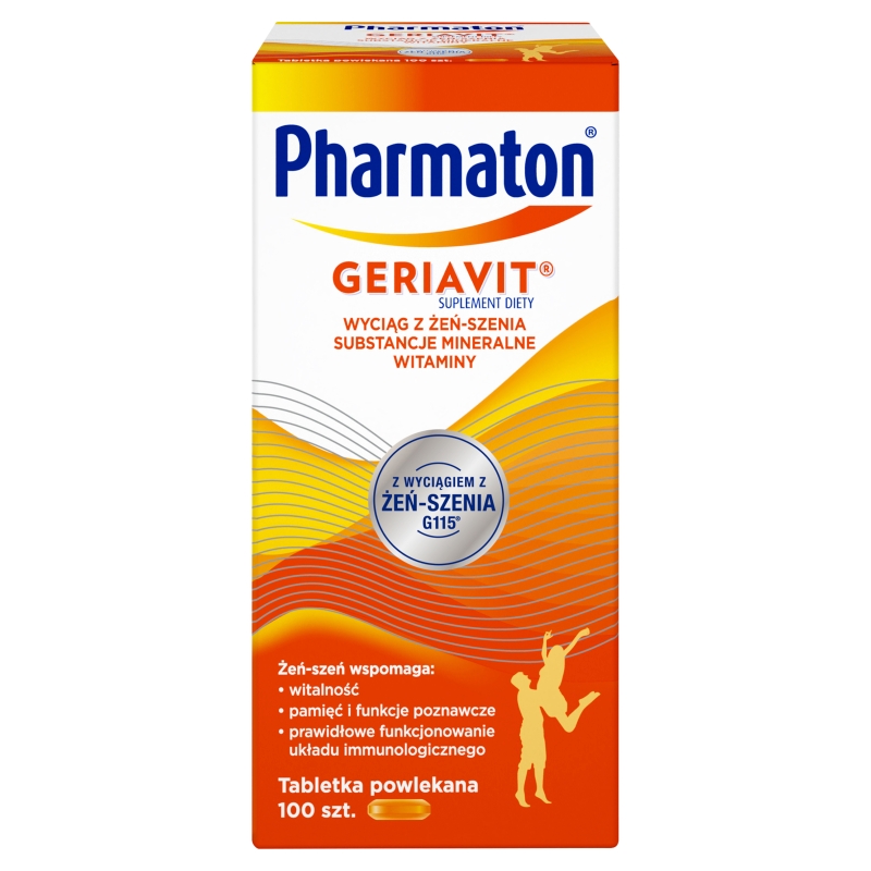 Pharmaton Geriavit, tabletki z wyciągiem z żeń-szenia wspierającymwitalność i pamięć, 100 szt.