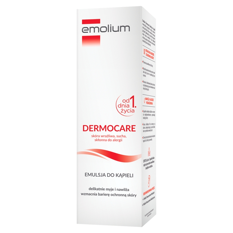 Emolium Dermocare, emulsja do kąpieli do skóry wrażliwej, suchej, skłonnej do alergii, 200 ml