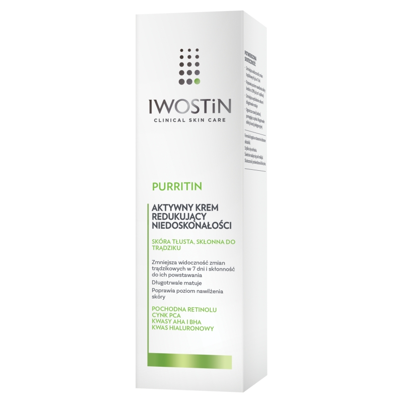 Iwostin Purritin, krem aktywny na dzień eliminujący niedoskonałości, 40 ml
