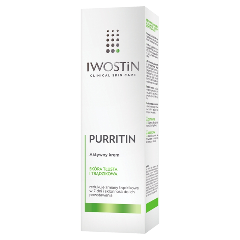 Iwostin Purritin, krem aktywny na dzień eliminujący niedoskonałości, 40 ml
