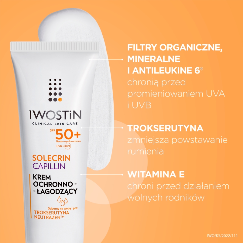 Iwostin Solecrin Capillin, krem ochronny SPF 50+ do cery naczynkowej, 50 ml KRÓTKA DATA 31.01.2026