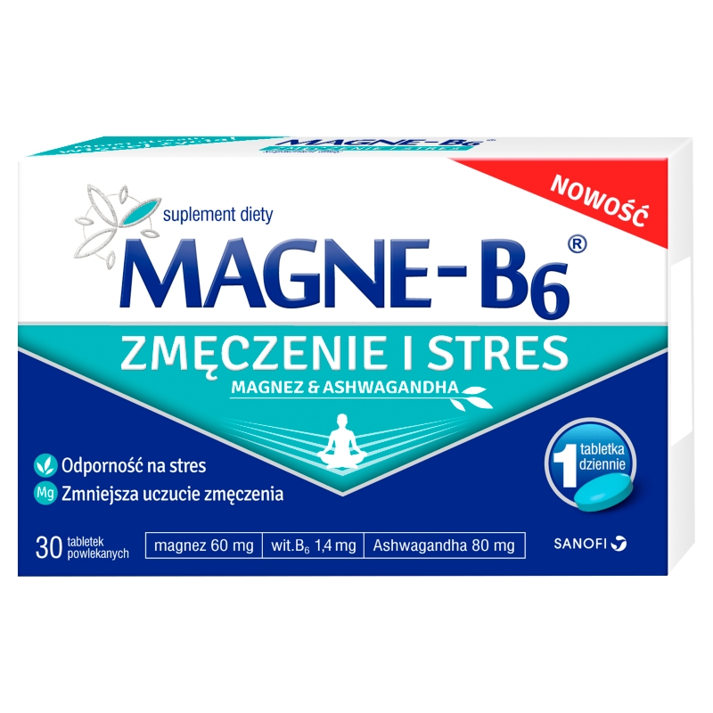 Magne-B6 Zmęczenie i Stres, tabletki ze składnikami wspierającymi dobre samopoczucie,  30 szt.