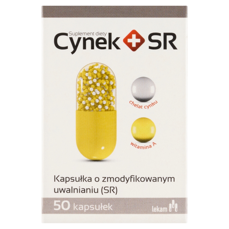 Cynek+SR, kapsułki twarde ze składnikami pomagającymi uzupełnić dietę w cynk, 50 szt.