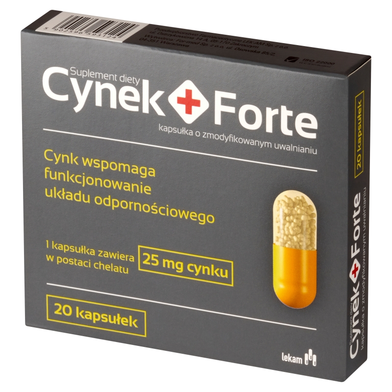 Cynek+Forte, kapsułki o przedłużonym uwalnianiu z cynkiem, 20 szt.