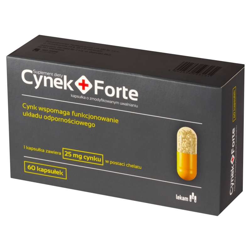 Cynek+Forte, kapsułki o przedłużonym uwalnianiu z cynkiem, 60 szt.