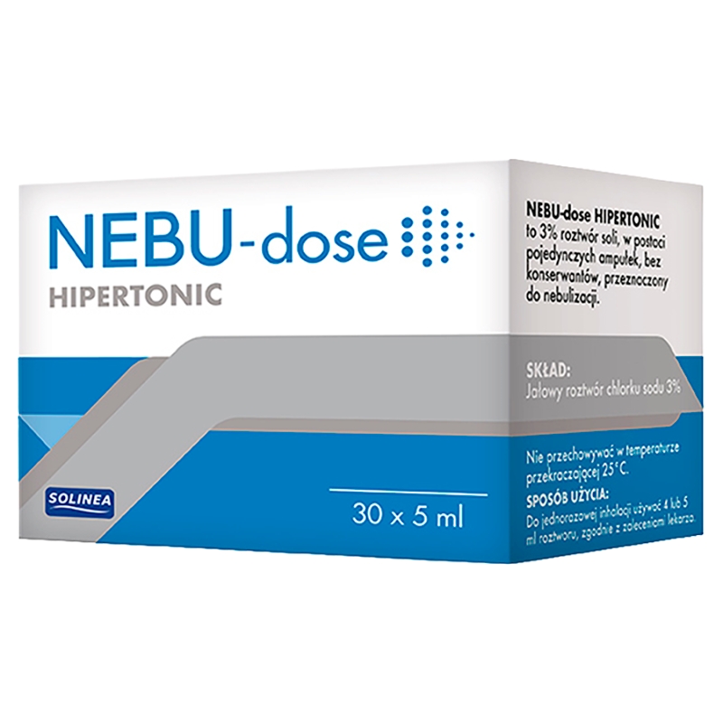 Nebu-Dose Hipertonic, roztwór do inhalacji poprawiający komfort oddychania, 30 ampułek 5 ml