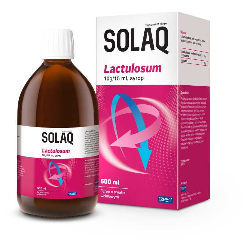 SOLAQ, syrop ze składnikami wspomagającymi w zaparciach, 500 ml