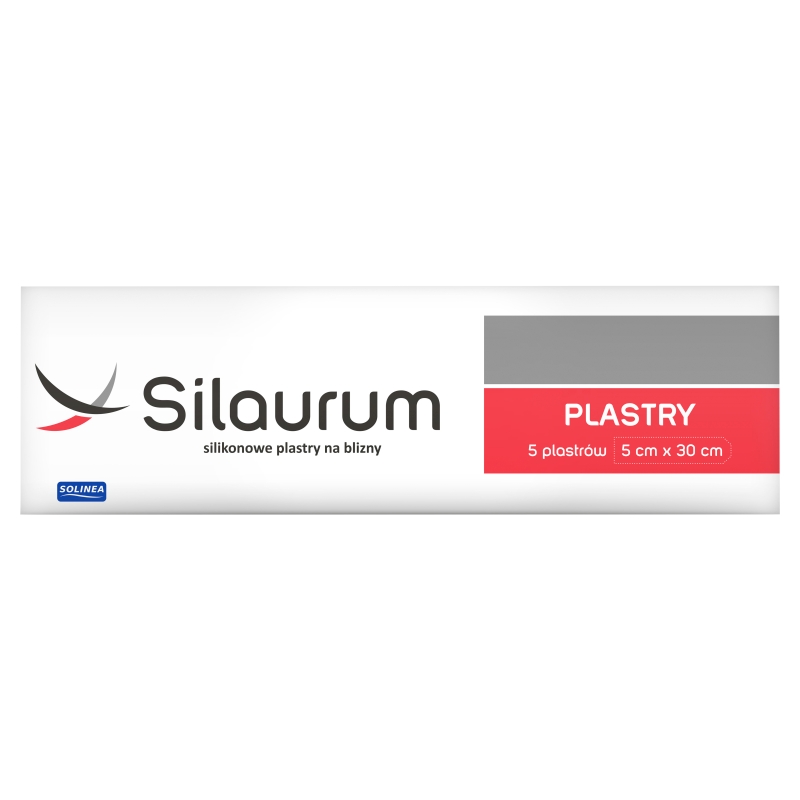 Silaurum Plastry, silikonowe, na blizny, 5 cm x 30 cm, 5 sztuk