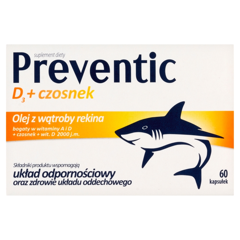 Preventic D3 , kapsułki z olejem z wątroby rekina, 60 szt.