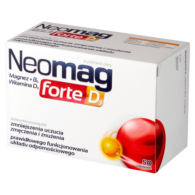 NeoMag forte D3, tabletki ze składnikami zmniejszającymi uczucie zmęczenia i znużenia, 50 szt.