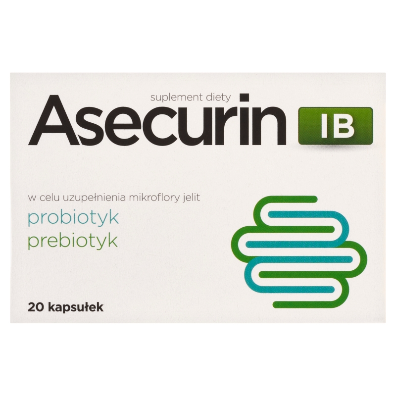 Asecurin IB, kapsułki ze składnikami uzupełniającymi mikroflorę jelit, 20 szt.