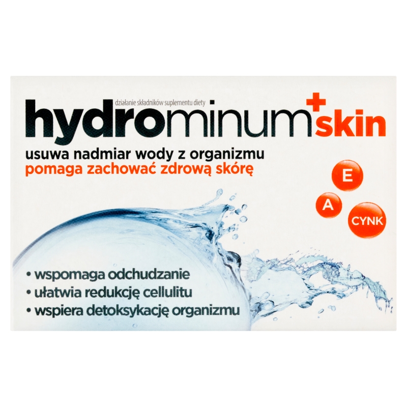 Hydrominum + skin, tabletki ze składnikami wspierającymi usunięcie nadmiaru wody z organizmu, 30 szt.