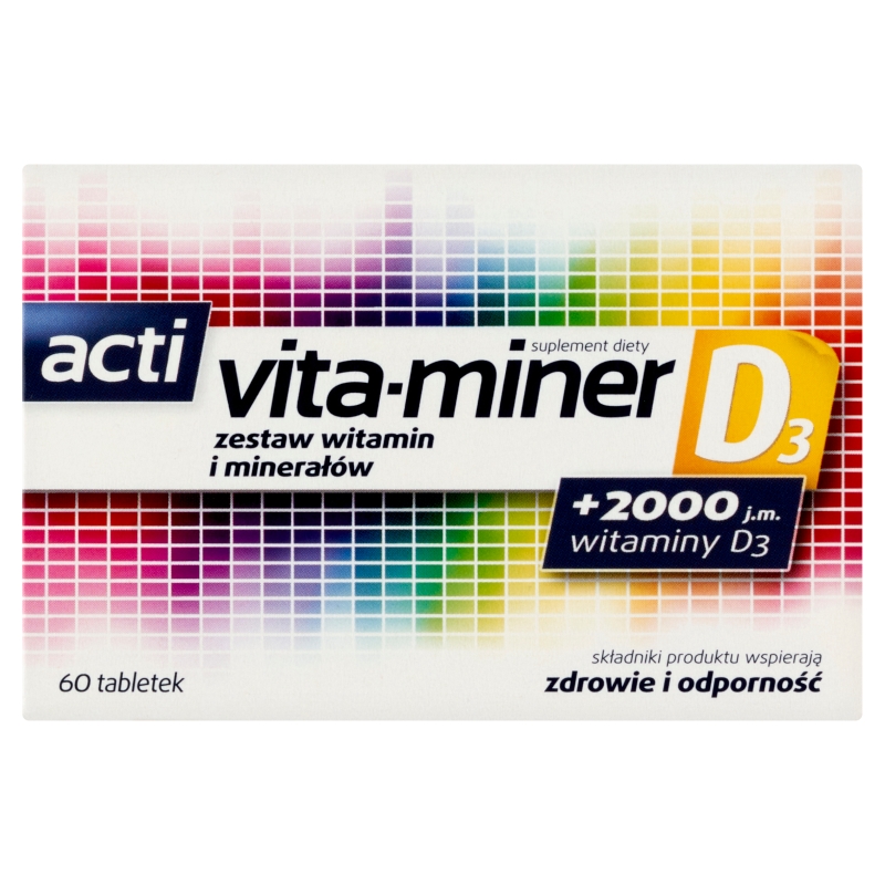 Acti Vita-miner D3, tabletki z witaminami i minerałami, 60 szt. KRÓTKA DATA 31.10..2024