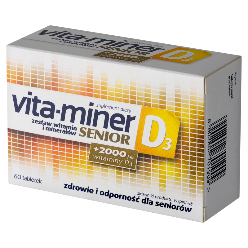 Acti Vita-miner Senior D3, tabletki bogate w witaminy i składniki mineralne dla osób powyżej 50. roku życia, 60 szt.