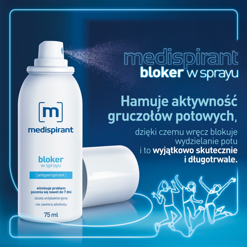 MEDISPIRANT Bloker w sprayu , eleminujący problem pocenia się, 75 ml