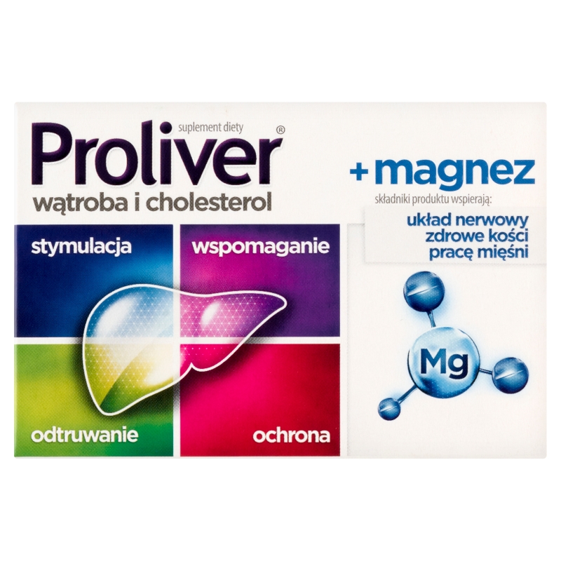 Proliver + magnez, tabletki ze składnikami wspierającymi wątrobę i trawienie, 30 szt.