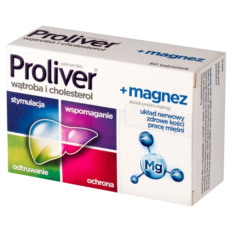 Proliver + magnez, tabletki ze składnikami wspierającymi wątrobę i trawienie, 30 szt.