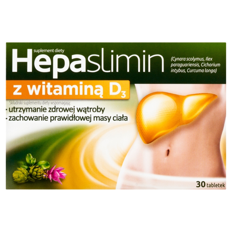 Hepaslimin, tabletki ze składnikami wspierającymi wątrobę,  30 szt.