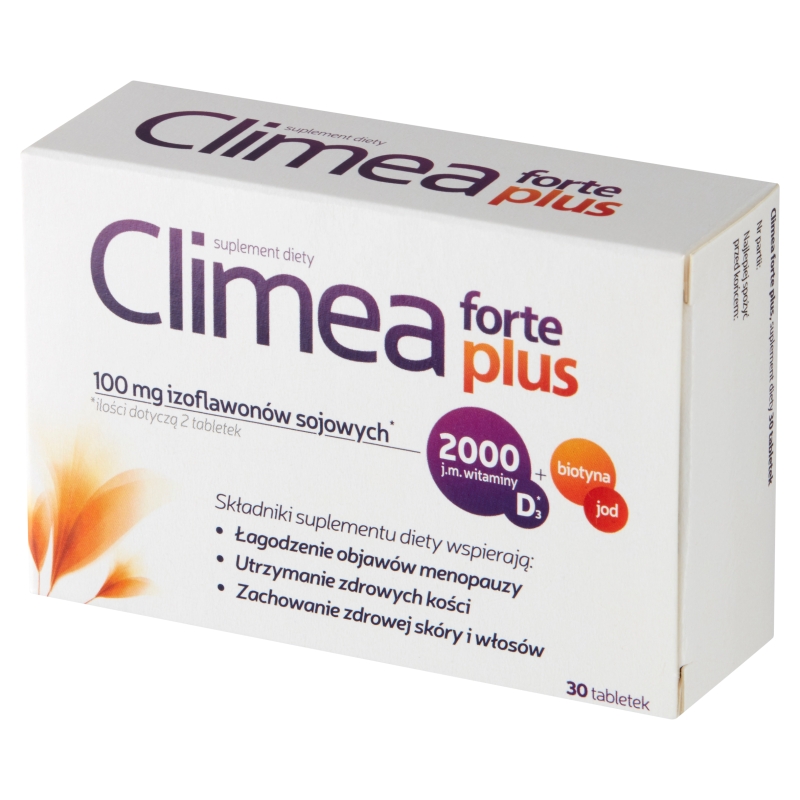 Climea Forte Plus, tabletki ze składnikami łagodzącymi objawy menopauzy, 30 szt