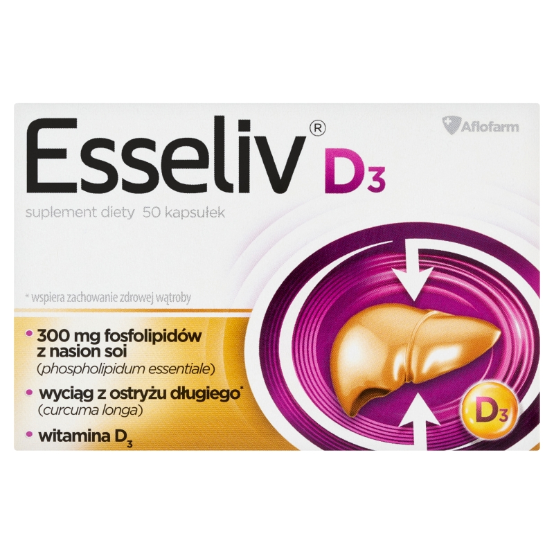 Esseliv D3 , kapsułki ze składnikami wspierającymi pracę wątroby, 50 szt.
