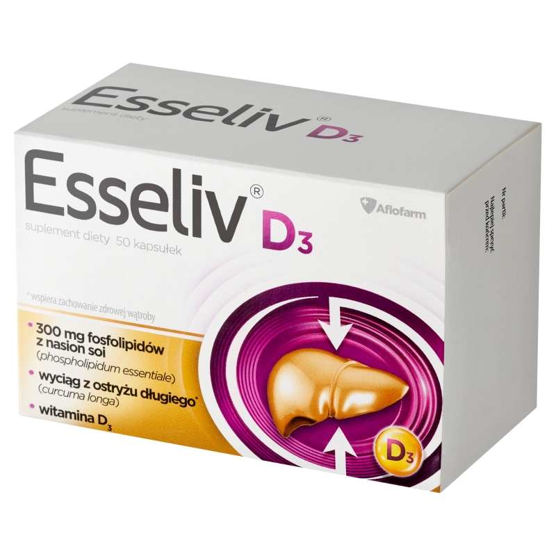 Esseliv D3 , kapsułki ze składnikami wspierającymi pracę wątroby, 50 szt.