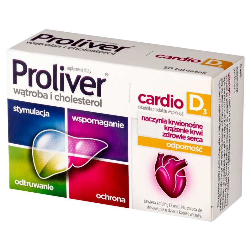 Proliver Cardio D3, tabletki ze składnikami wspierającymi wątrobę, 30 szt.