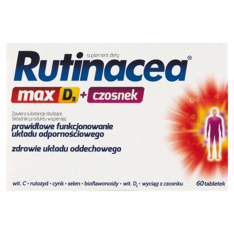 Rutinacea Max D3 + Czosnek, 60 tabletek KRÓTKA DATA 30.10.2024