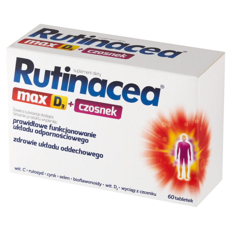 Rutinacea Max D3 + Czosnek, 60 tabletek KRÓTKA DATA 30.10.2024